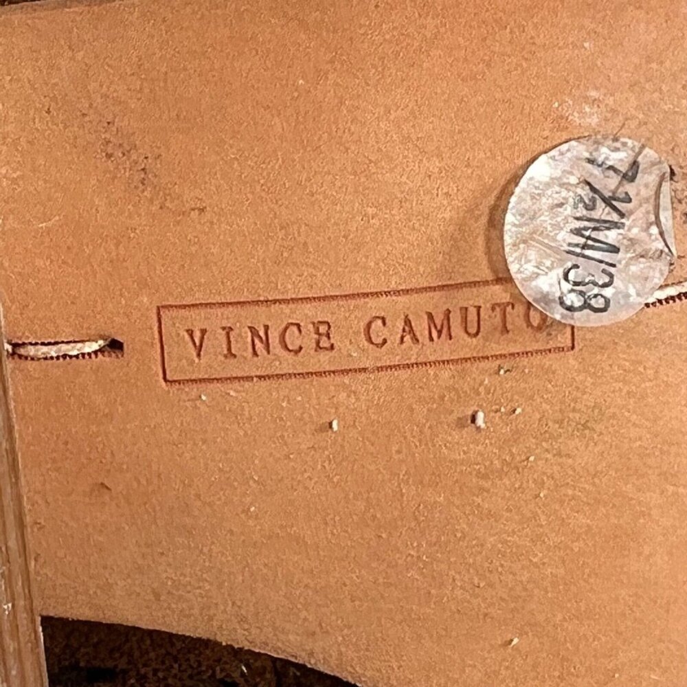 Vince Camuto Boots Womens Sz 7.5 Shoes Leather Ankle Booties Block Heel Pierced - Picture 12 of 12